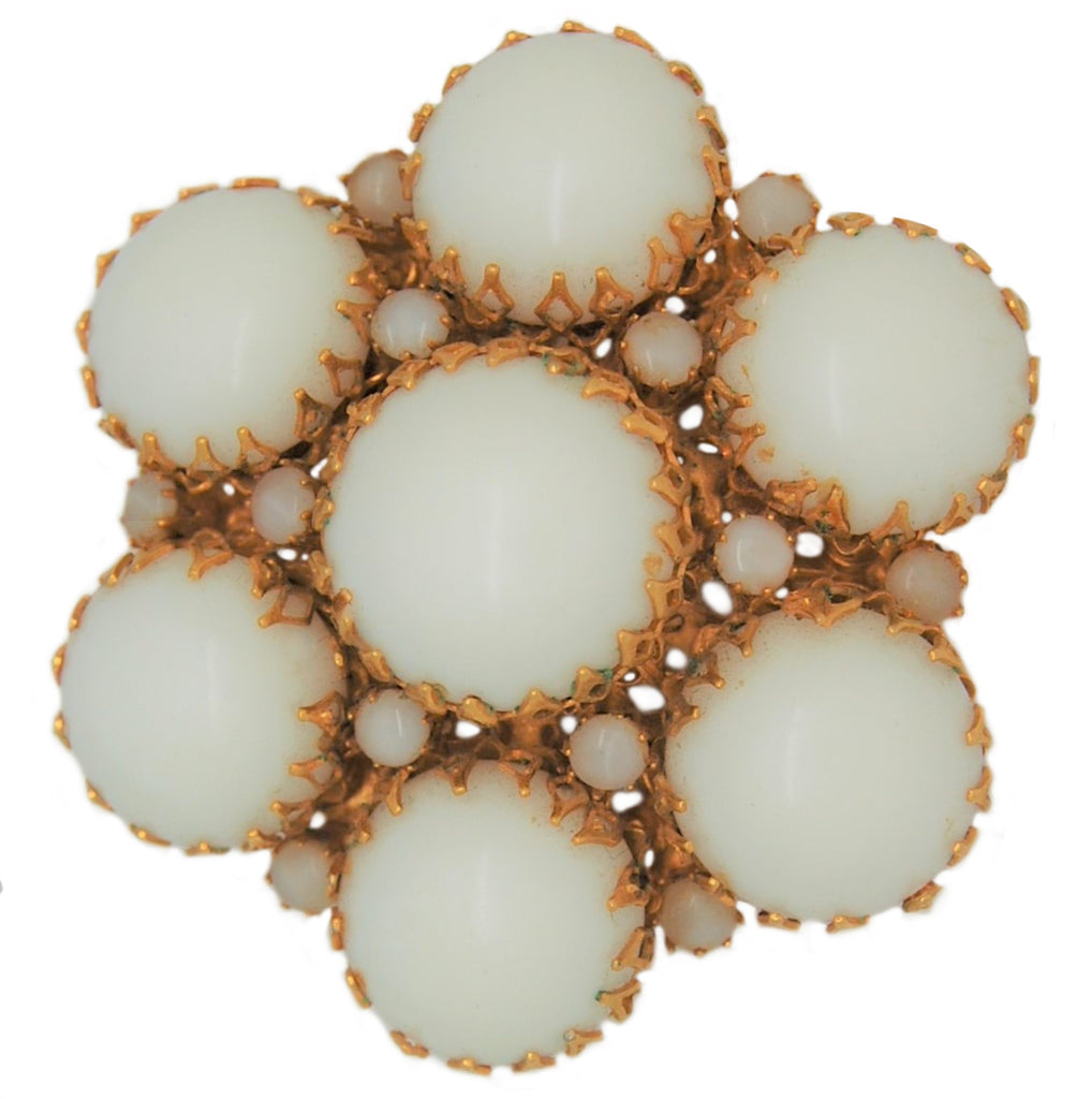 Original Robert Milk Glass Vintage Dome Costume Brooch