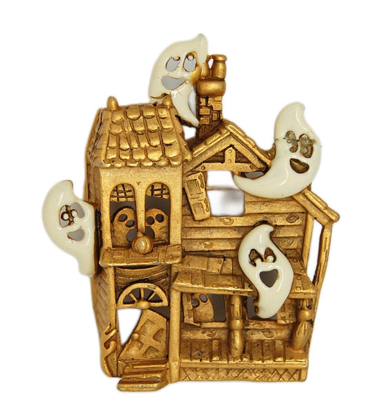 AJC Halloween Haunted Ghosts Vintage Figural Brooch