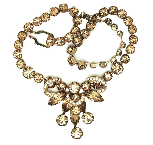 1940s Eisenberg Champagne Dangle Swarovski Crystal Vintage Necklace