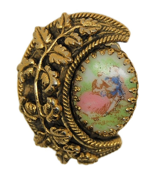 Freirich Couples Half Moon Vintage Figural Pin Brooch