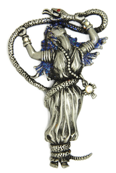 JJ Medusa Snake Charmer Goddess Vintage Figural Brooch
