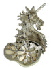 KJL Unicorn Pave Rhinestone Silver Tone Double Pearl Vintage Figural Brooch