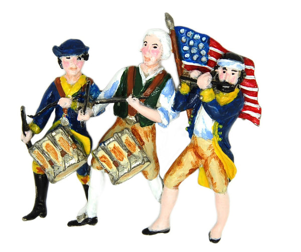 Patriotic Spirit of 1776 Yankee Doodle Pot Metal Vintage Figural Brooch