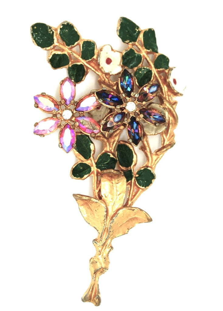 Corocraft Big Gorgeous Double Blossom Floral Vintage Figural Brooch