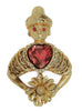 Reja Heart Prince Floral Figural Vintage Costume Pin Brooch