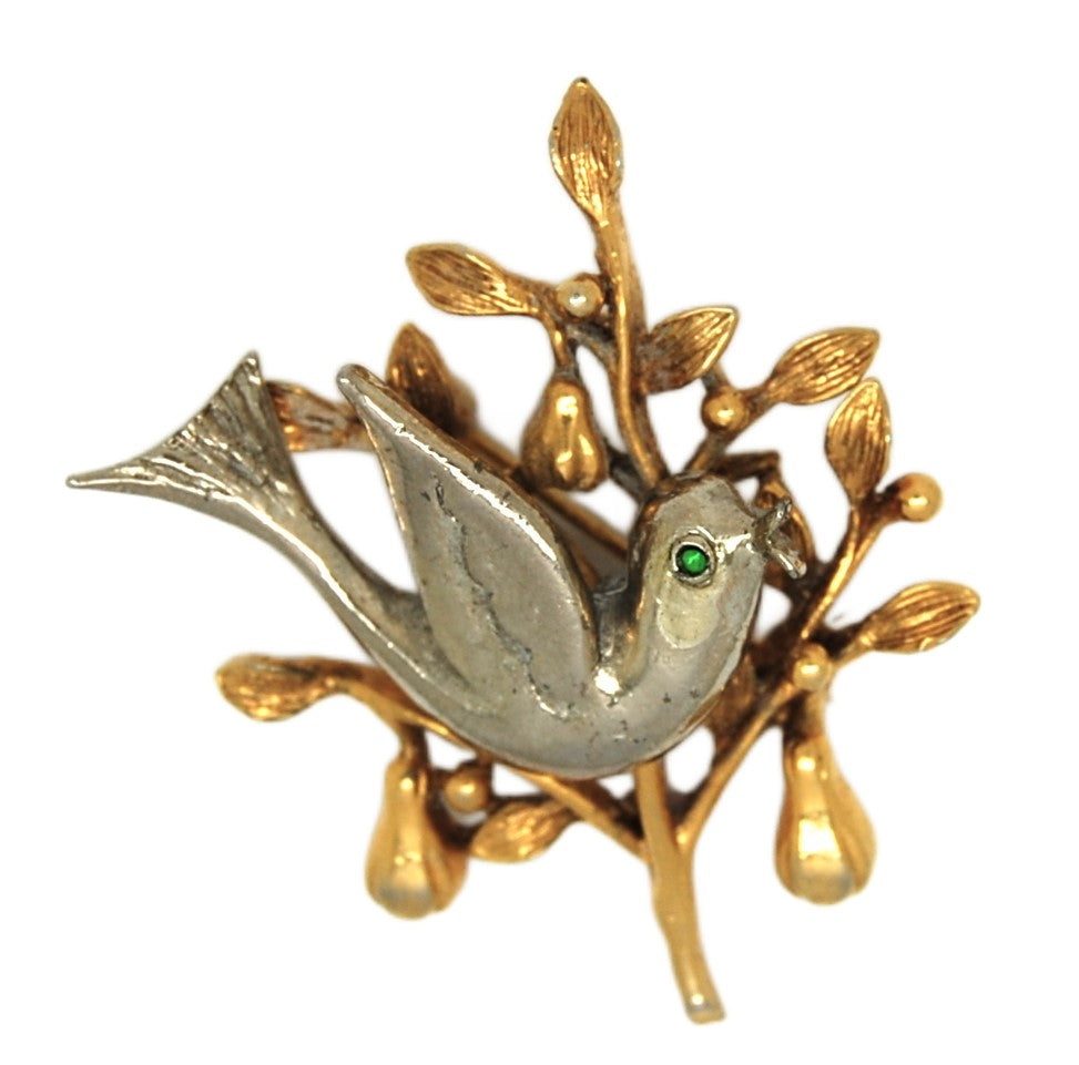 ART Partridge Pear Tree Enamel Vintage Figural Pin Brooch – Mink
