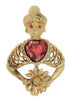 Reja Heart Prince Floral Figural Vintage Costume Pin Brooch