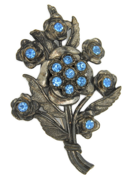 Little Nemo Floral Baby Blue Multi-Blossom Vintage Figural Costume Brooch