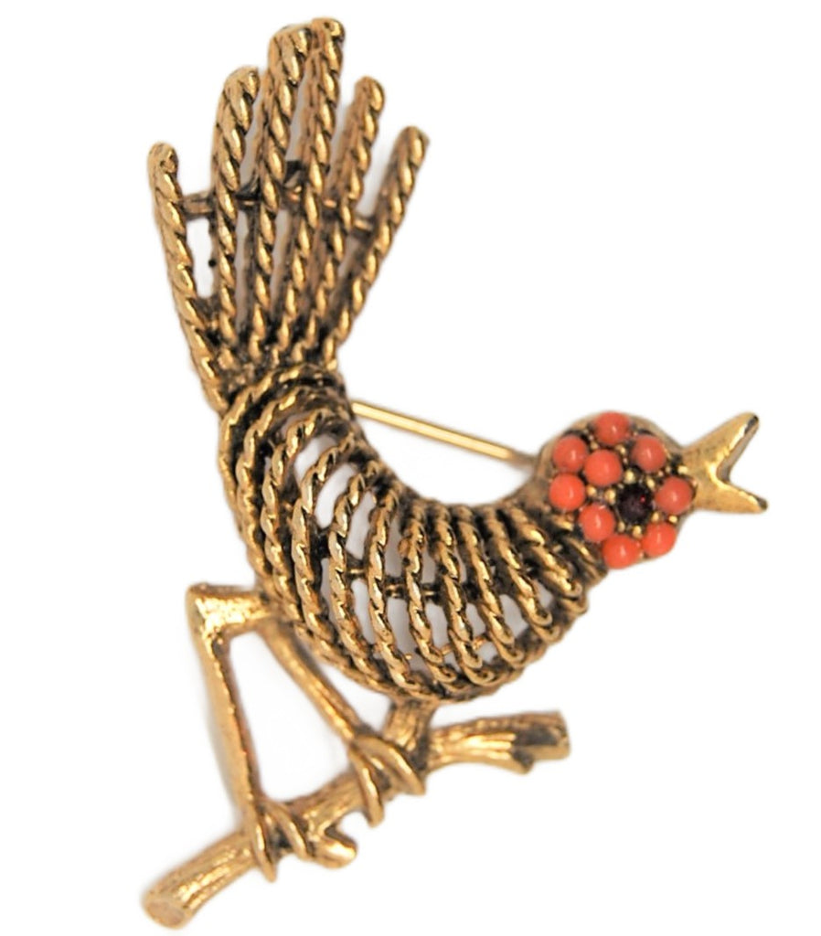 Hobe Cheeping Bird Wire Work Vintage Costume Figural Pin Brooch 1950s