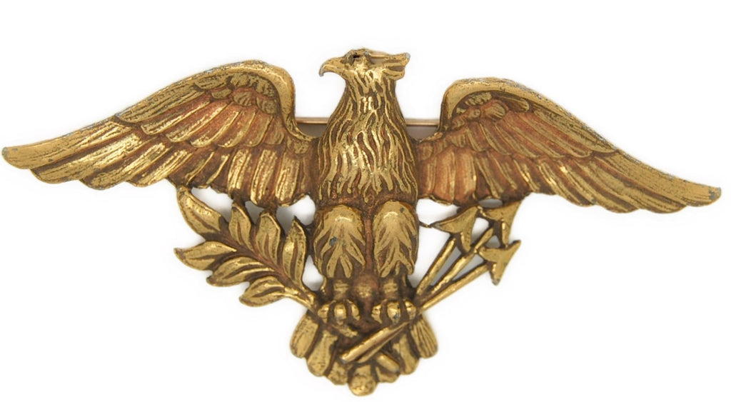 Coro Signed Patriotic Eagle Laurel & Arrows Vintage Figural Costume Brooch