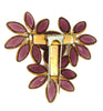 Antique Amethyst Faceted Glass Triple Blossom Fur Clip Vintage Figural Brooch
