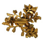 Gold Plate Dimensional Floral Crystals Vintage Figural Pin Brooch