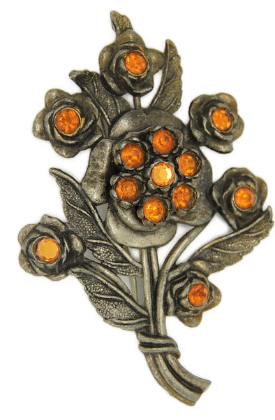 Little Nemo Floral Amber Multi-Blossom Vintage Figural Costume Brooch
