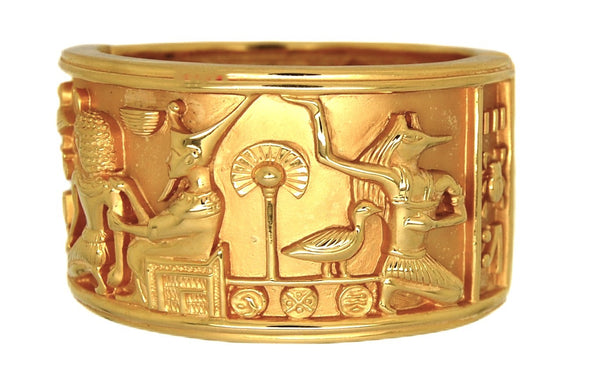 Elizabeth Taylor Cleopatra Hieroglyphs Cuff Vintage Figural Bracelet