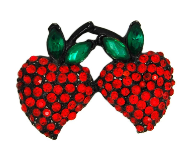 Weiss Double Ruby Red Strawberries Vintage Figural Pin Brooch