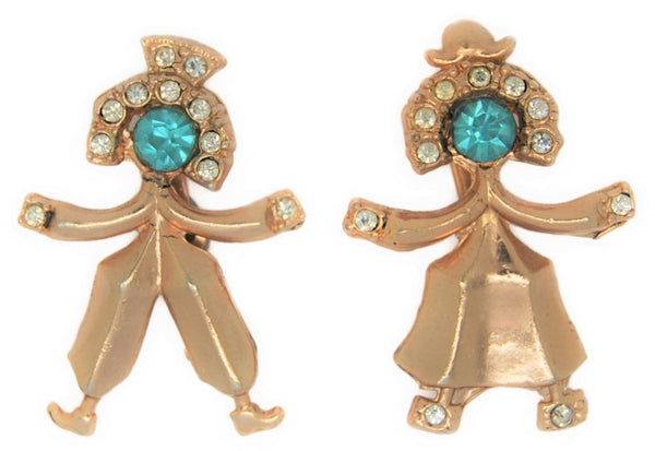 Coro Katrinka & Hans Lookalike Small Series Vintage Figural Brooch Set