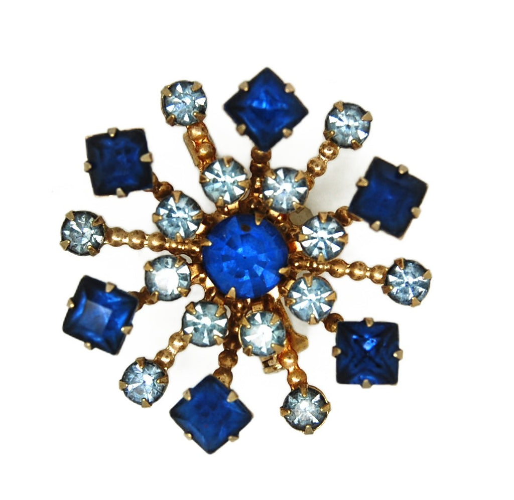 Beau Jewels Royal Blue Snowflake Vintage Holiday Figural Brooch