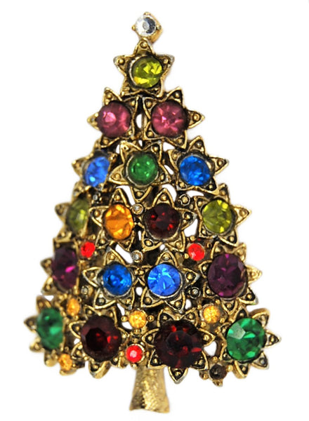 Pakula Star Christmas Tree Figural Vintage Holiday Brooch