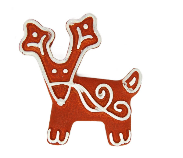 Mylu Christmas Gingerbread Reindeer Vintage Figural Pin Brooch - Rare