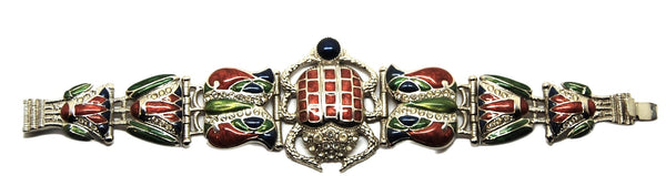 Berebi Limited Edition Scarab Lucky Seven Panel Figural Vintage Bracelet