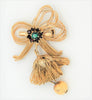 Christmas Woven Wire Holiday Dangling Bell Vintage Figural Brooch