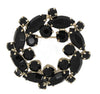 Christmas Mourning Noire Stones Wreath Vintage Brooch