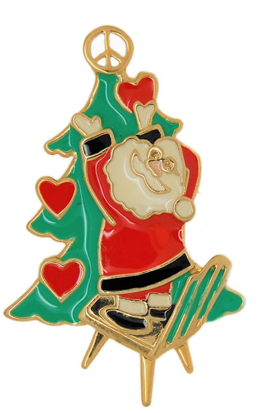 Berebi Santa Peace Christmas Tree Vintage Holiday Figural Brooch