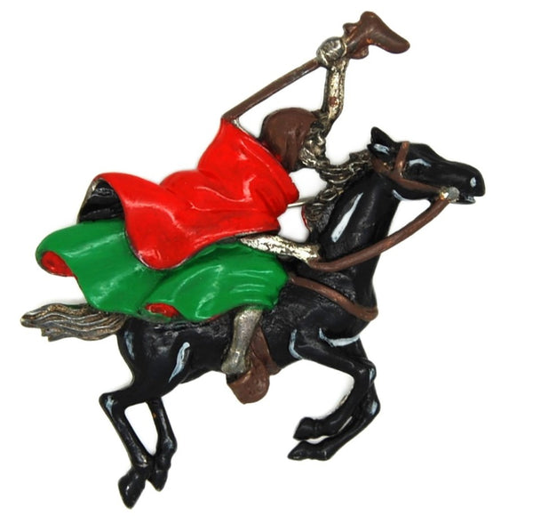Korda Thief of Bagdad Warrior on Horseback Vintage Figural Brooch