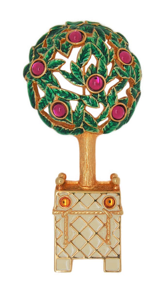 Swarovski Swan Holiday Holly Berries Topiary Vintage Figural Brooch
