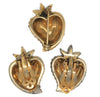 Jomaz Pave Ruby Strawberry Heart Fruit Vintage Figural Brooch & Earrings Set