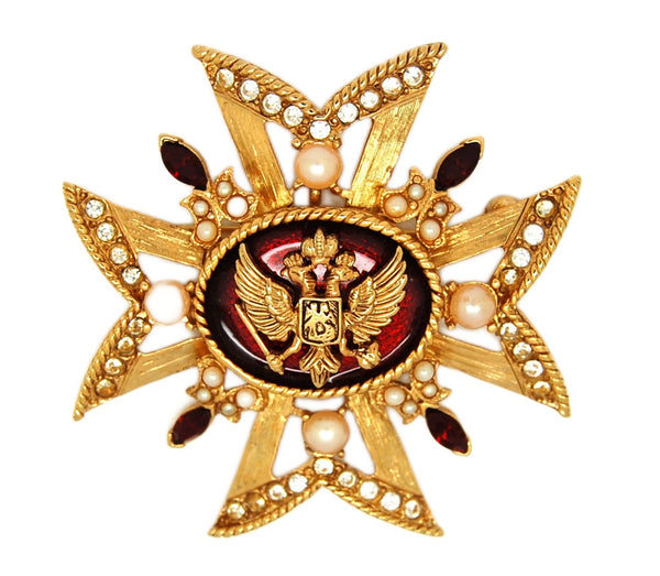 Beautiful Sparkling Maltese Royal Eagle Vintage Figural Brooch