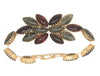 D&E Dog Tooth Ruby & Emerald Gold Tone Vintage Bracelet