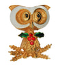Corel Christmas Holly Berries Owl Vintage Figural Brooch - 1970s