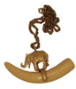 KJL Elephant Faux Tusk Gold Plate Vintage Figural Necklace