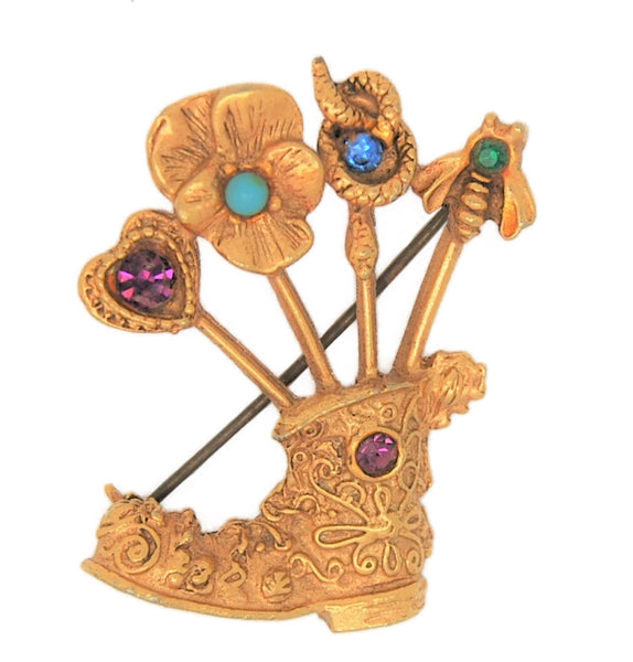 Goldette Stick Pin Boot Vintage Figural Costume Pin Brooch