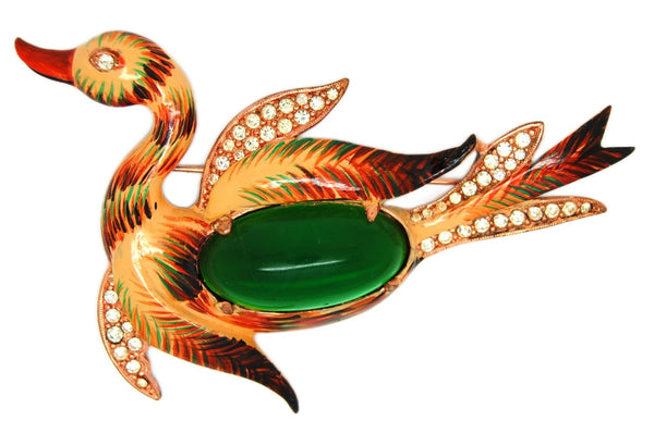 Corocraft Jelly Belly Flying Goose Duck Vintage Figural Pin Statement Brooch