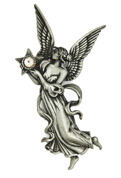 JJ Jonette Winged AB Orb Star Angel Vintage Figural Brooch