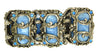 Beautiful Chunky Opalized Blue Lucite Dark Silver Ornate Sectional Bracelet  1940s