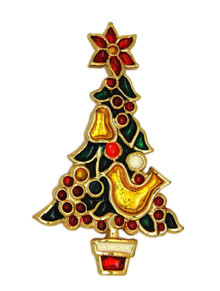 Beatrix BJ Partridge Pear Holiday Tree Vintage Figural Brooch