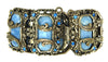 Beautiful Chunky Opalized Blue Lucite Dark Silver Ornate Sectional Bracelet  1940s