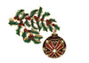 Monet Christmas Dangling Ornament and Holly Berry Bow Vintage Figural Brooch