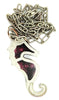 Amethyst Purple Lucite Seahorse Vintage Figural Statement Necklace