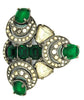 Eisenberg Gorgeous Triple Petal Emerald & Ice Vintage Figural Brooch