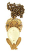 KJL Big FauxIvory Gold Tone Lion Vintage Figural Statement Necklace