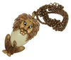 KJL Big FauxIvory Gold Tone Lion Vintage Figural Statement Necklace