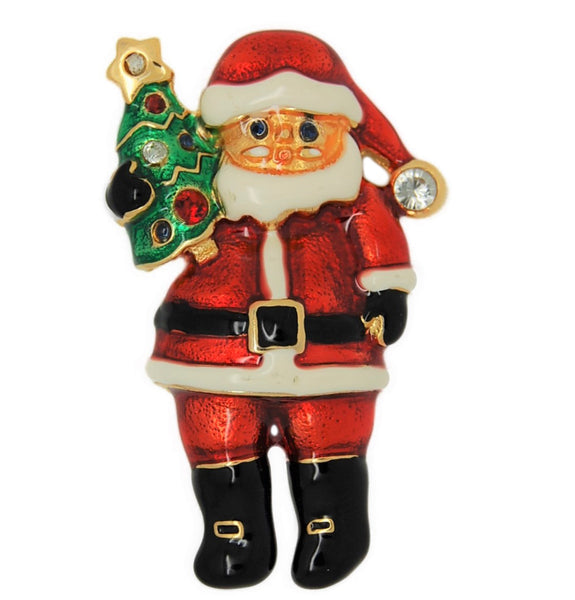 Radko Santa Tiny Tree Christmas Holiday Vintage Figural Pin Brooch