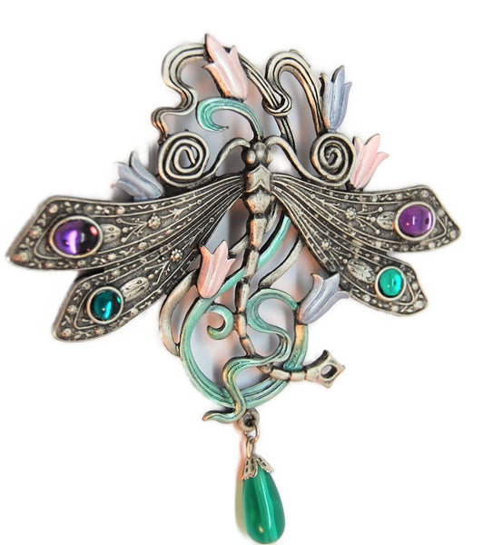JJ Butterfly Fairy Floral Dragonfly Fantasy Figural Pin Brooch - late 90s