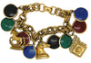Coro High-End Stone Uncut Intaglio Royal Charms Vintage Figural Costume Bracelet
