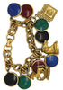 Coro High-End Stone Uncut Intaglio Royal Charms Vintage Figural Costume Bracelet