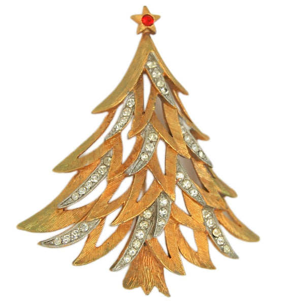 JJ Classic Christmas Garland Tree Vintage Figural Costume Brooch